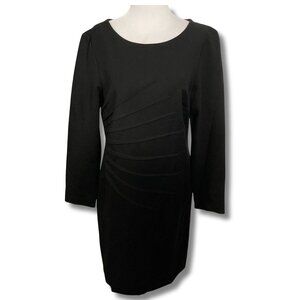 TRIBAL Black long-sleeve scoop neck pencil dress ~ Corporate goth MEDIUM LARGE